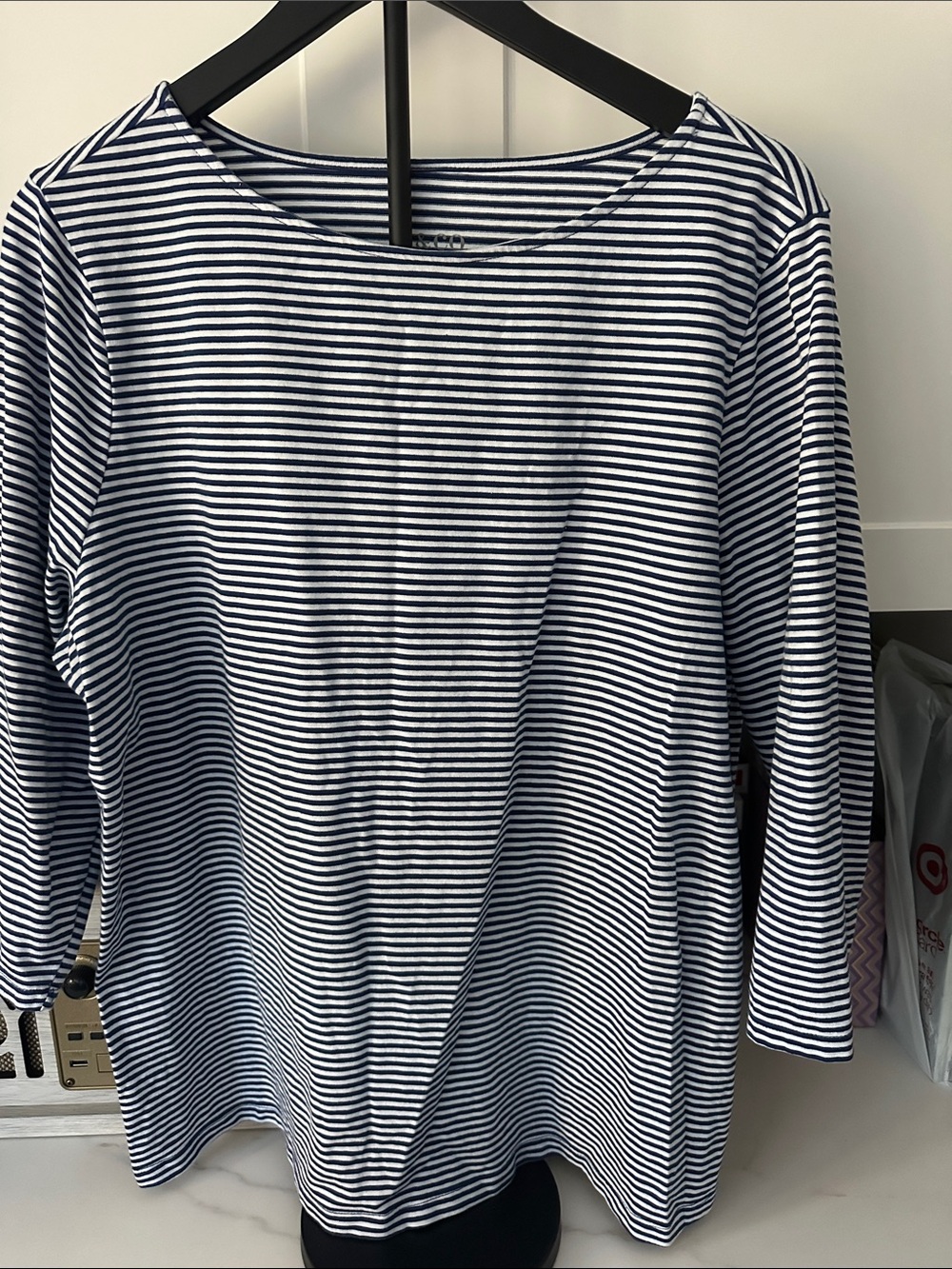 Navy and White Striped Long Sleeve Tee